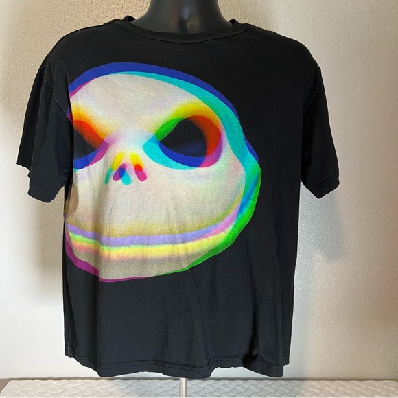 Disney Jack Skelleton Head Nightmare Before Christmas Black Halloween Tee Mens M - Picture 1 of 9